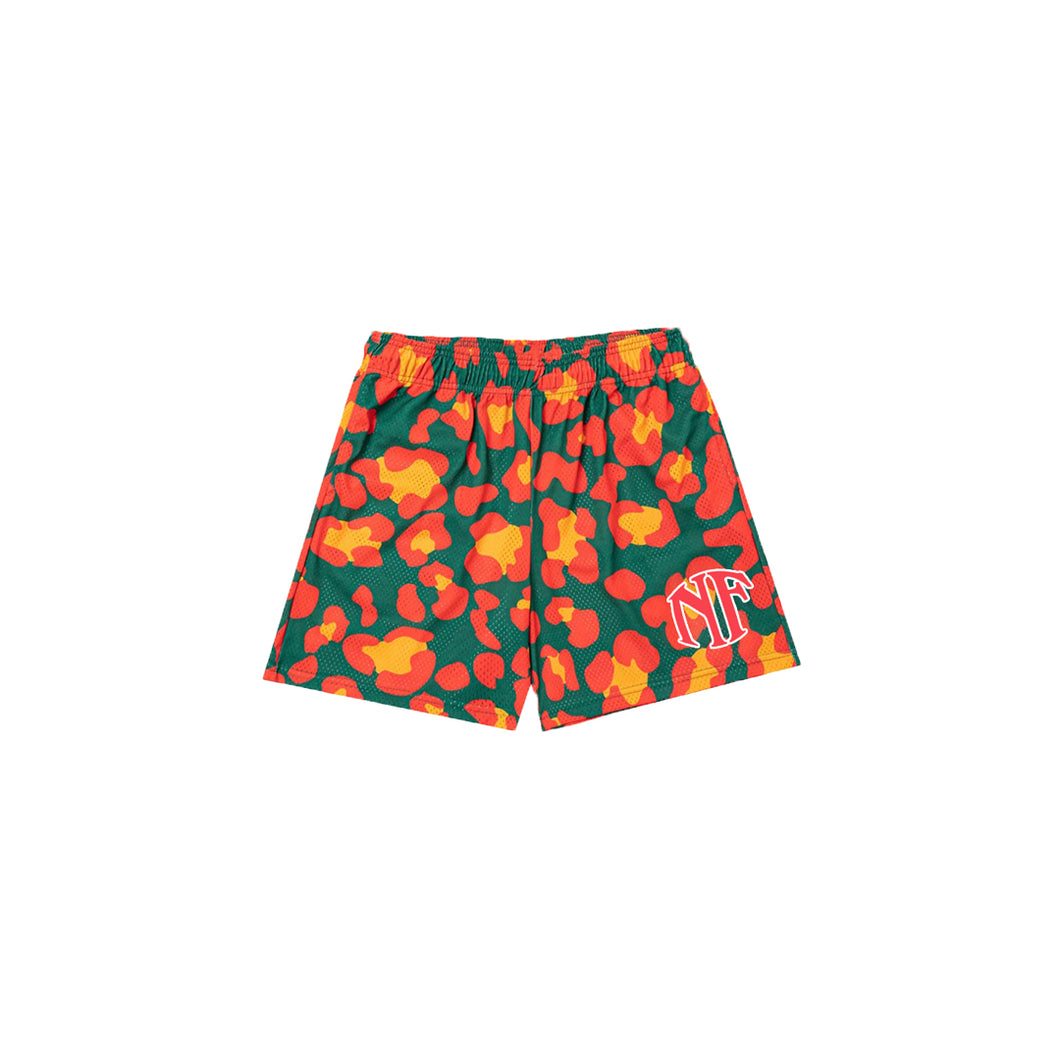 PAINT SPLATTER SHORTS - ORANGE/GREEN