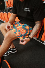 Load image into Gallery viewer, PAINT SPLATTER SHORTS - ORANGE/GREEN
