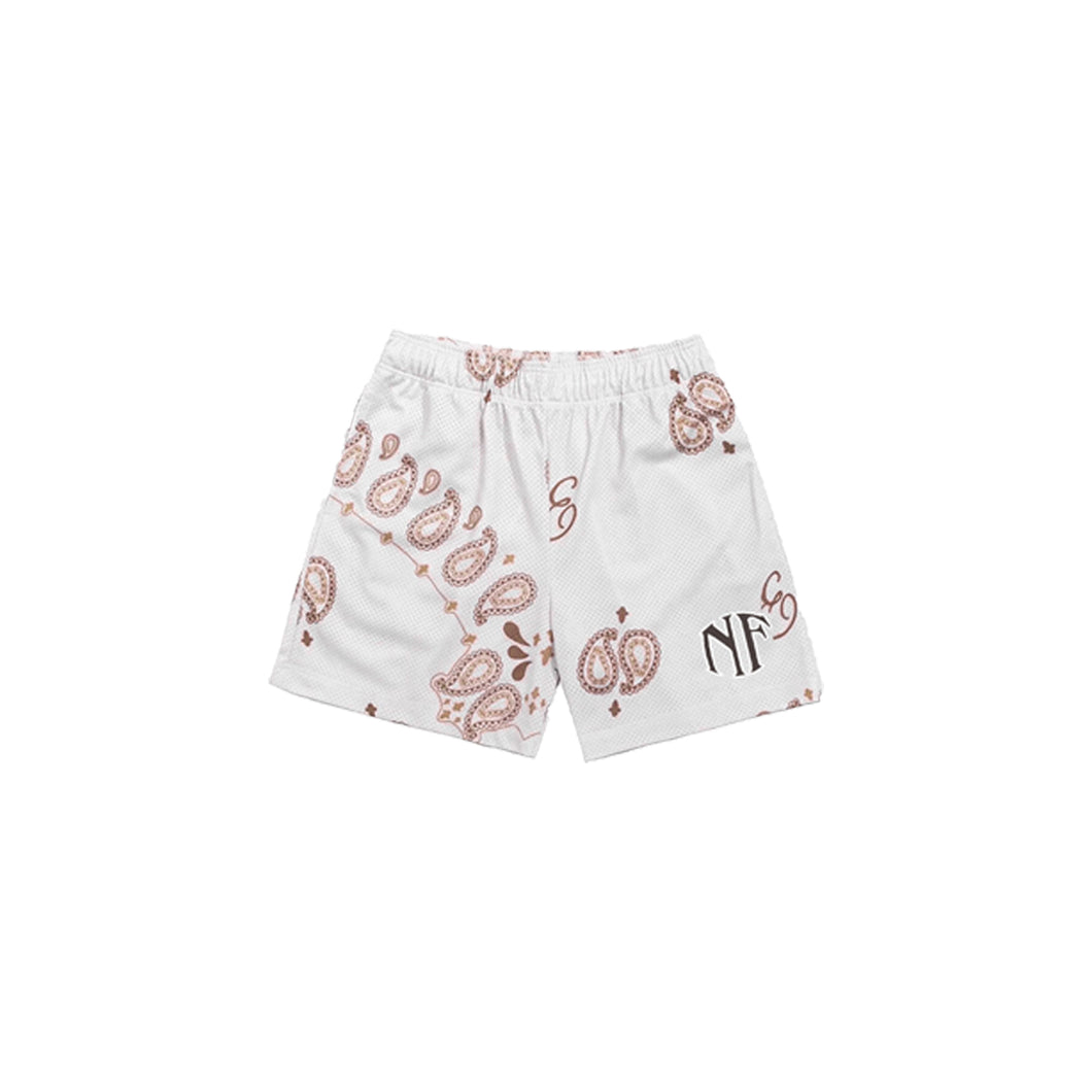 BANDANA BANDIT SHORTS - WHITE/BROWN